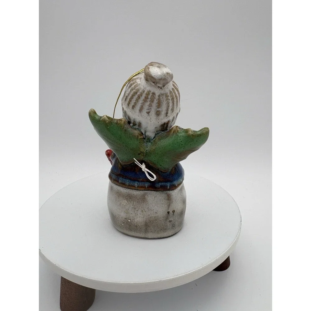 Snow Angel bell ornament‎ pottery Handmade vintage hang Christmas tree 4.5